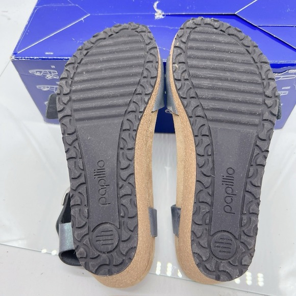 Birkenstock Papillio Soley Ring Buckle Sandal Metallic Black Wedge EU 38 - Picture 9 of 12